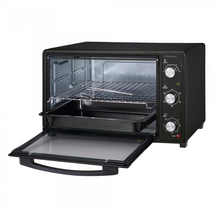 Cuptor Electric Albatros A45BC2 – 45L, 1800W, Convectie, Geam Dublu, Rezistență Sus/Jos, Inox, Temperatură 90–230°C, Temporizator 60 min + Stay-On, Avertizare Sonoră, Culoare Neagră [2]