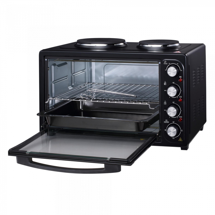 Cuptor Electric Albatros A45BP2 – 45L, 3500W (1800W Cuptor + 2 Plite 700W/1000W), Geam Dublu, Rezistență Sus/Jos, Control Temperatură 90–230°C, Culoare Neagră [2]