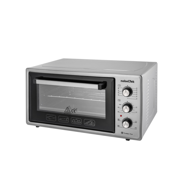 Cuptor electric NobeLTek NLT FSO48X, 48L, 1600W, grill, timer, termostat, sticla dubla, ventilator, iluminare, Gri inox [3]