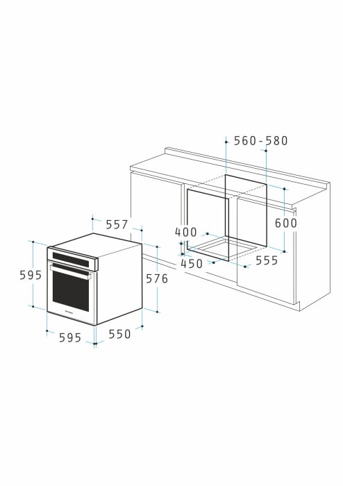 Cuptor electric Pyramis 60IN 2022 PP White Glass – 8 funcții, clasa A, volum 69L, butoane retractabile, Soft Close, timer electronic, afișaj digital, ghidaje laterale telescopice, finisaj sticlă albă [3]