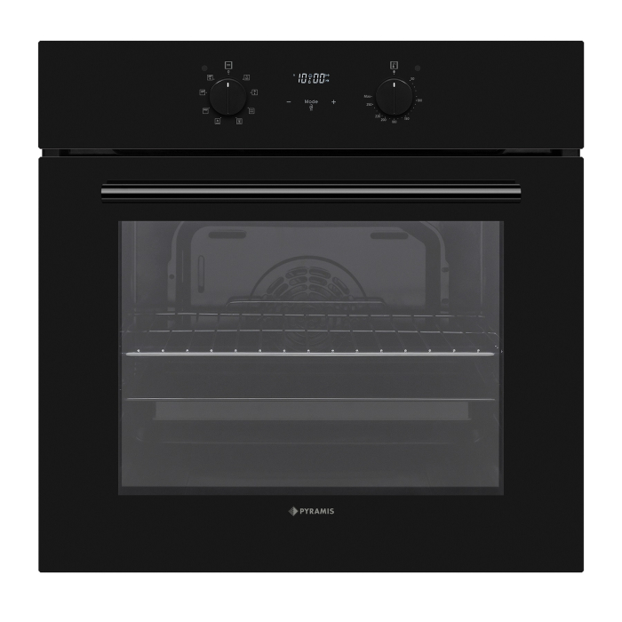 Cuptor electric Pyramis 60IN 2030 Black Glass – 8 funcții, clasa A, volum 69L, timer electronic, afișaj digital, Grill, finisaj sticlă neagră, design modern, ușor de utilizat și integrat în orice bucă [1]