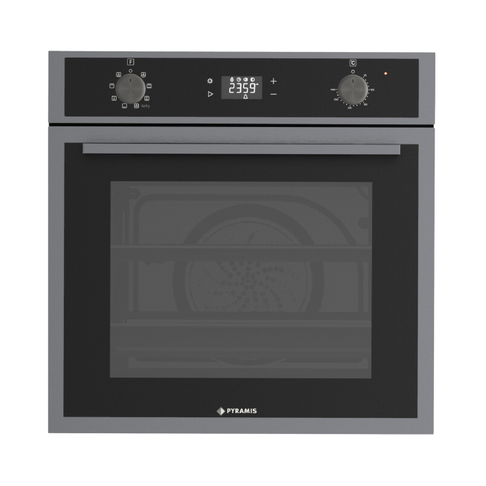 Cuptor electric Pyramis 60IN 8080 PVD Metal Gun – 64L, 8 funcții, Touch Control, Soft Close, AirFry, Rotisor, autocurățare catalitică, sticlă neagră și ramă PVD [1]