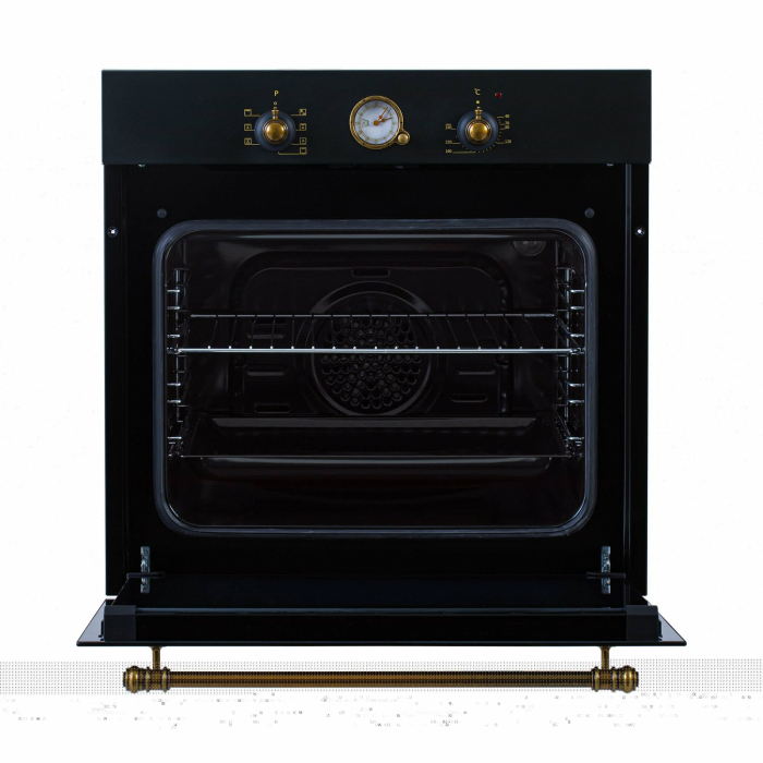 Cuptor incorporabil electric NobelTek NBIO-9750RANT, 8 functii, 2 butoane, timer mecanic, 60L, sticla dubla, design rustic, Antracit [2]