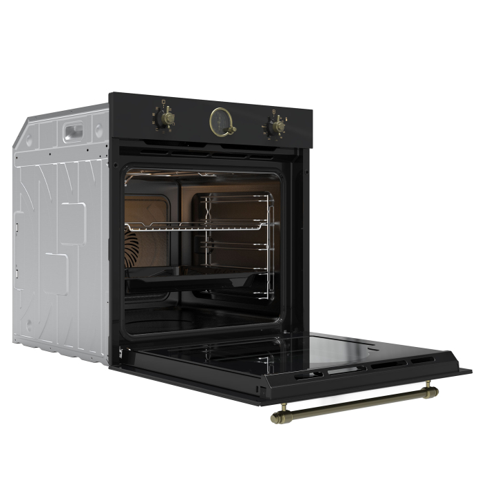 Cuptor incorporabil Electric Rustic 74L, Clasa A, 9 Funcții, Putere cuptor 2610-3110 W, Grill & Convectie 3D, Autocurățare Catalitică, Panou Sticlă Neagră [2]