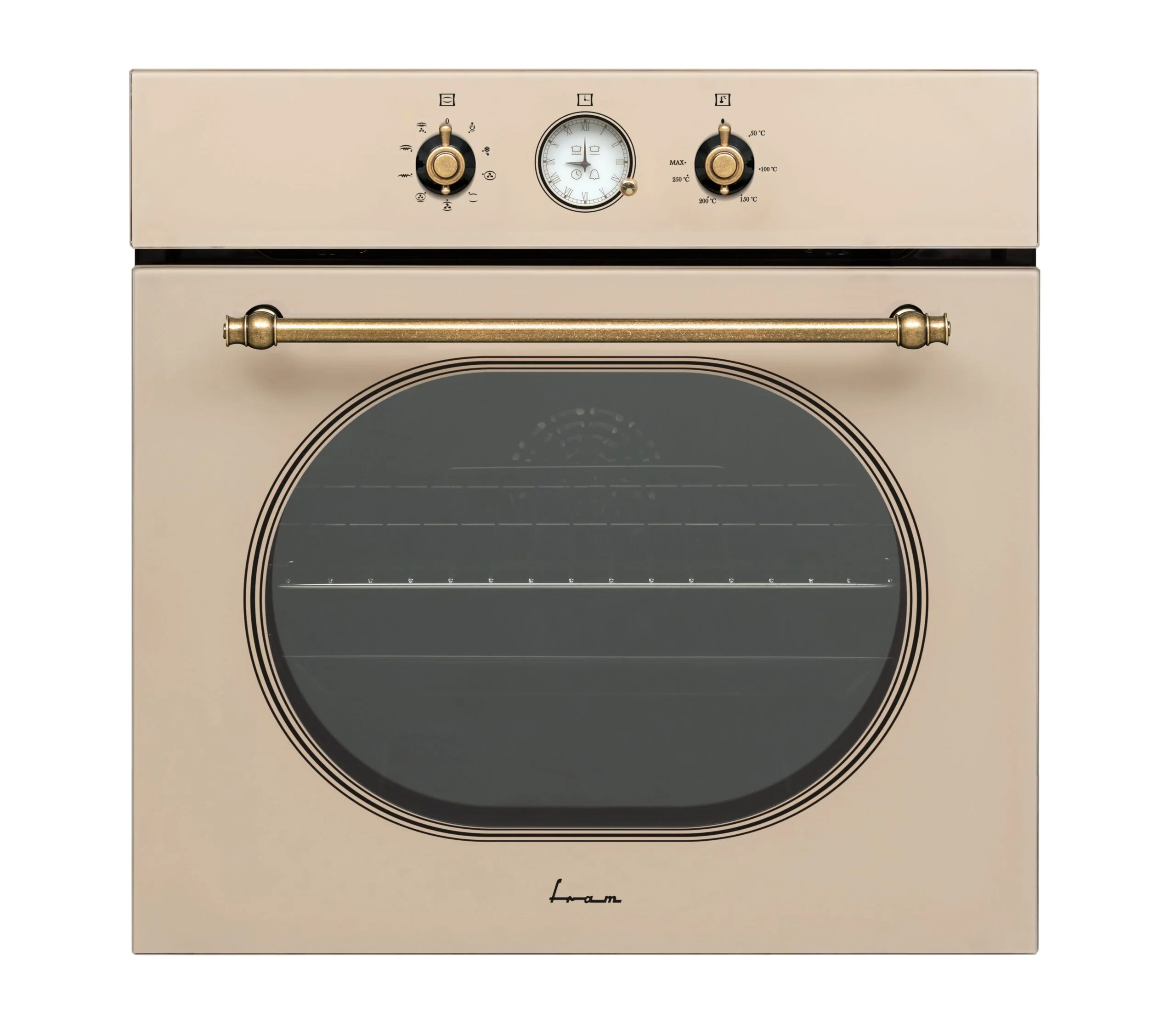 Cuptor incorporabil Fram FBO-V659GCA-RGBG, Electric, 65 l, Autocuratare catalitica, Clasa A, Timer Analog, Grill, Iluminare, Design rustic, Crem [1]