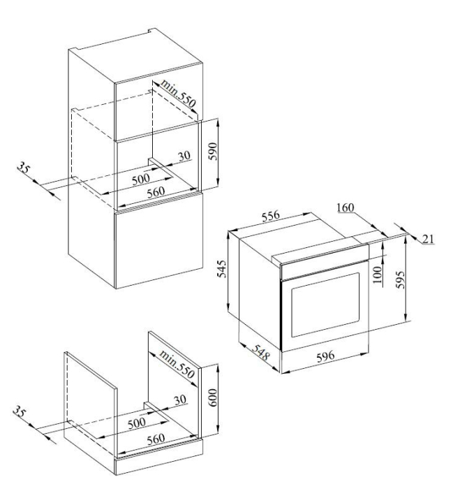 Cuptor incorporabil Heinner HBO-S568LDTGC-BK, Electric Multifuncțional, 56L, 8 Functii, Clasa A, Grill, Ventilație, Timer Digital, Negru [3]