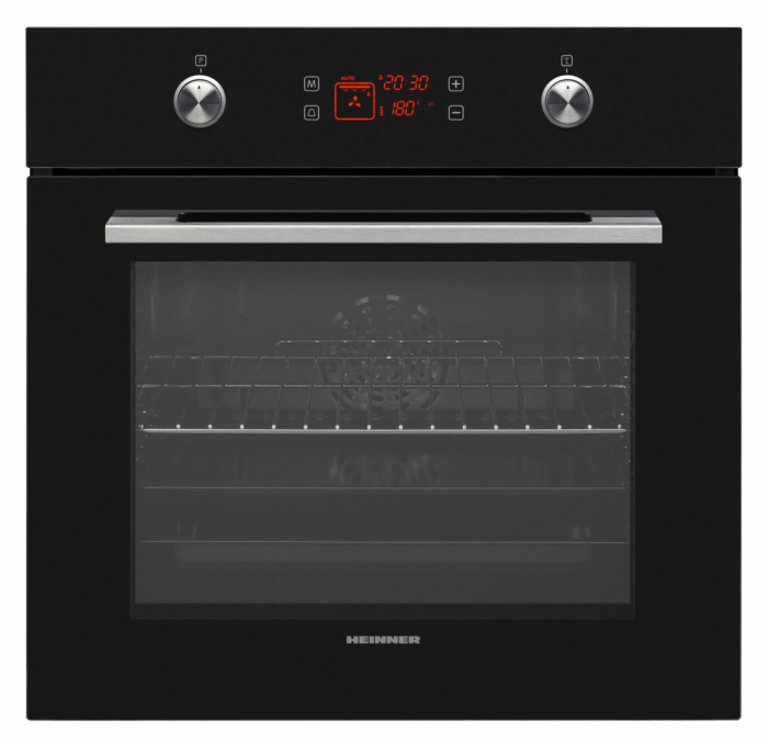 Cuptor incorporabil Heinner HBO-V6510GCDRC-GBK, 69 L, 10 functii, Multifunctional, Grill, Ventilatie, Blocare display, Timer, Pereti catalitici, Butoane pop-up, Clasa A, Sticla neagra [1]