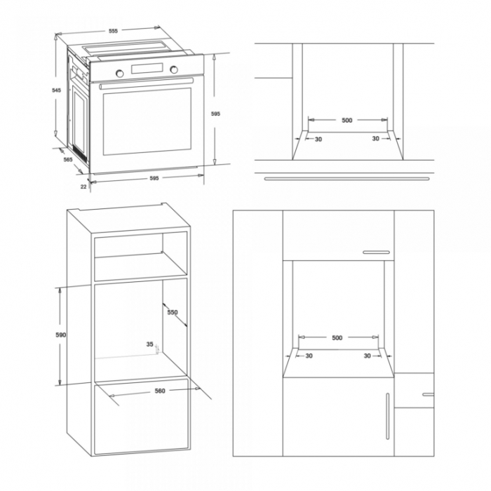 Cuptor incorporabil Samus SC639CEGV,  6 functii, 2200 W, Clasa energetica A, Negru [5]