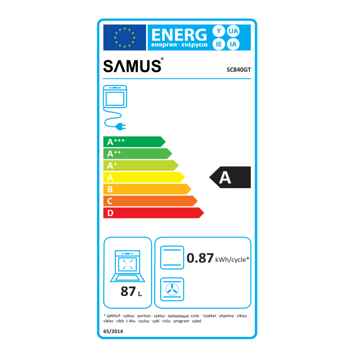 Cuptor Incorporabil Samus SC840GT, 87 L, 4 Functii, 2400 W, Grill, Timer, Iluminare, Ventilatie, Clasa energetica A, Negru/Inox [3]