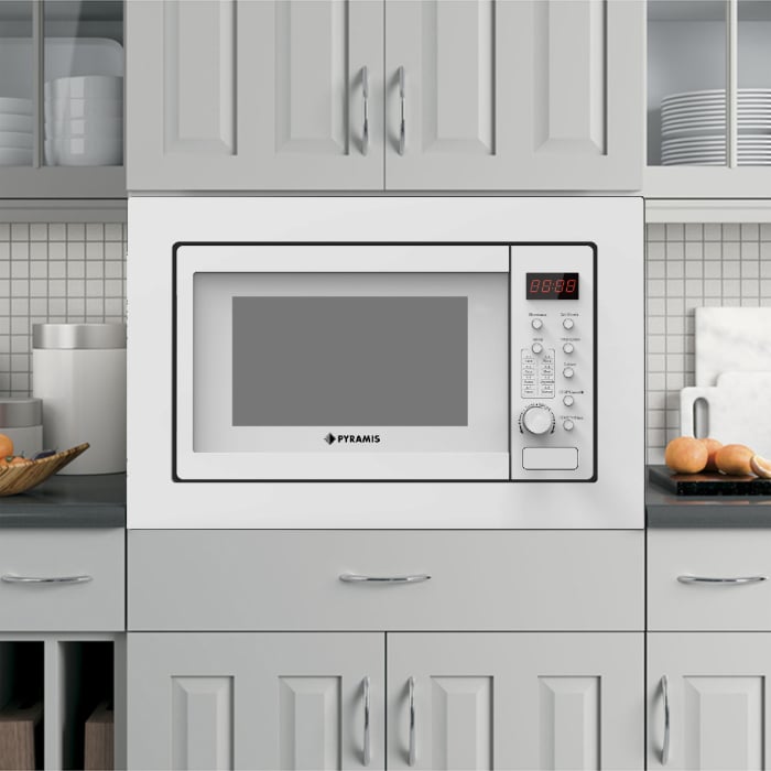 Cuptor microunde incorporabil Pyramis 30WHITE 30UG – 28L, 1450W, 5 trepte de putere, Grill, 8 moduri automate de gătire, control digital, finisaj sticlă albă [2]