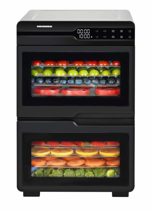 Deshidrator fructe, legume și carne Heinner DualDry Pro, 1200W, Timer 48H, Inox 1000-1200W, display led si control touch, dubla compartimentare, 12 tavi inox, 2 tavi rulouri fructe, 2 tavi grilaj maru [7]