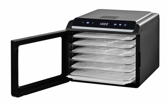 Deshidrator fructe și legume Heinner HFD-KD600BK, 14L, Temporizator și Control Temperatură, 500-600W, Display LED si control touch, 6 tavi inox, 1 tava rulouri fructe, 1 tava grilaj marunt, 35-75 grad [3]