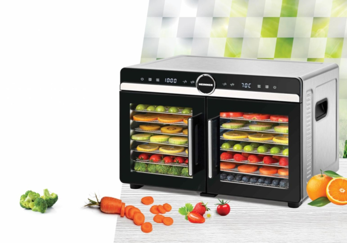 Deshidrator pentru fructe, legume și carne Heinner DualDry Elite, Display Touch, 1200-1400W, 16 Tăvi Inox, 29L, Dublă Zonă de Uscare, 35-80°C [9]