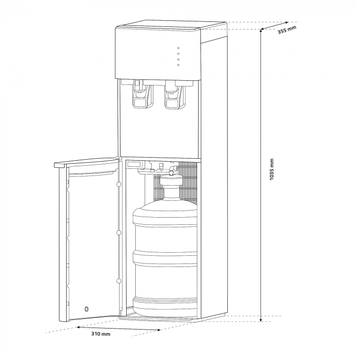 Dozator apa Samus WDSF-253CW, putere incalzire 500 W, debit maxim apa calda: 5 litri/h, compresor pentru racire, siguranta copii, Alb [3]