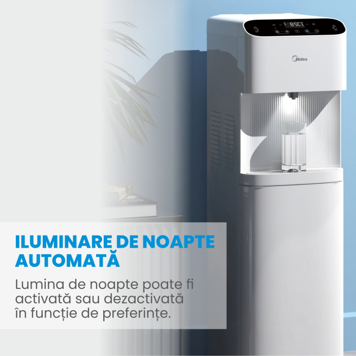 Dozator de apă Midea, conectare la rețeaua, filtre PAC & UF+C, răcire: 4L/h, rezervor apă rece: 3.6L, încălzire: 4 L/h, rezervor apă fierbinte: 1L, putere încalzire: 420W, putere răcire: 80W, interval [7]