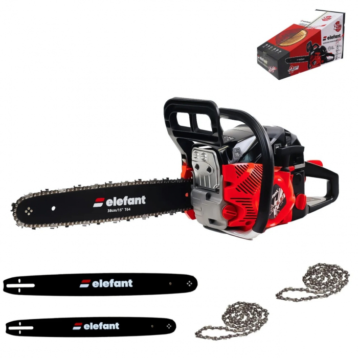 Drujba pe benzina ELEFANT EM-5.5, rotatie 10000 rot / min, putere 4,1 kW / 5,5 CP, 2 lame, 2 lanturi [1]