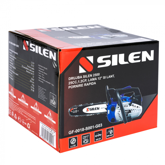 Drujba SILEN 2500, 25CC, 1.2CP, 1 lama 12", 1 lant, pornire rapida [9]