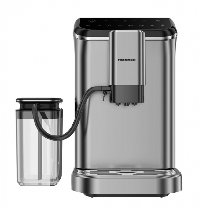 Espressor automat Heinner Genesis HEMA-D20DGREY, 1350W, 20 bar, recipient lapte, capacitate rezervor apa 1.5L, capacitate compartiment boabe 190g, Gri [2]