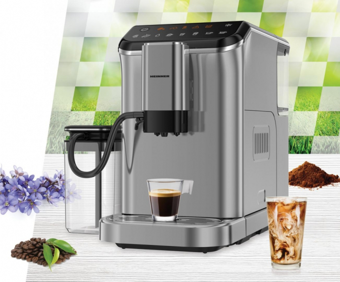 Espressor automat Heinner Genesis HEMA-D20DGREY, 1350W, 20 bar, recipient lapte, capacitate rezervor apa 1.5L, capacitate compartiment boabe 190g, Gri [1]