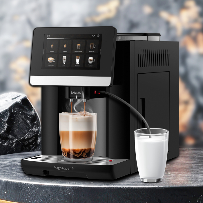Espressor automat Samus Magnifique 19, Putere 1200-1450 W, 19 bari, Rezervor apa 1.7 L, Recipient cafea boabe 250 g, 20 tipuri bauturi, Inaltime reglabila duze cafea [5]
