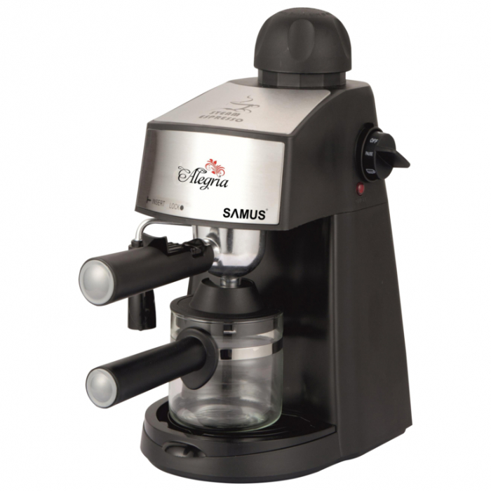 Espressor cafea Samus Alegria, capacitate 4 cesti (rezervor 240 ml), dispozitiv spumare, cafea macinata, 3.5 bar, Negru [1]