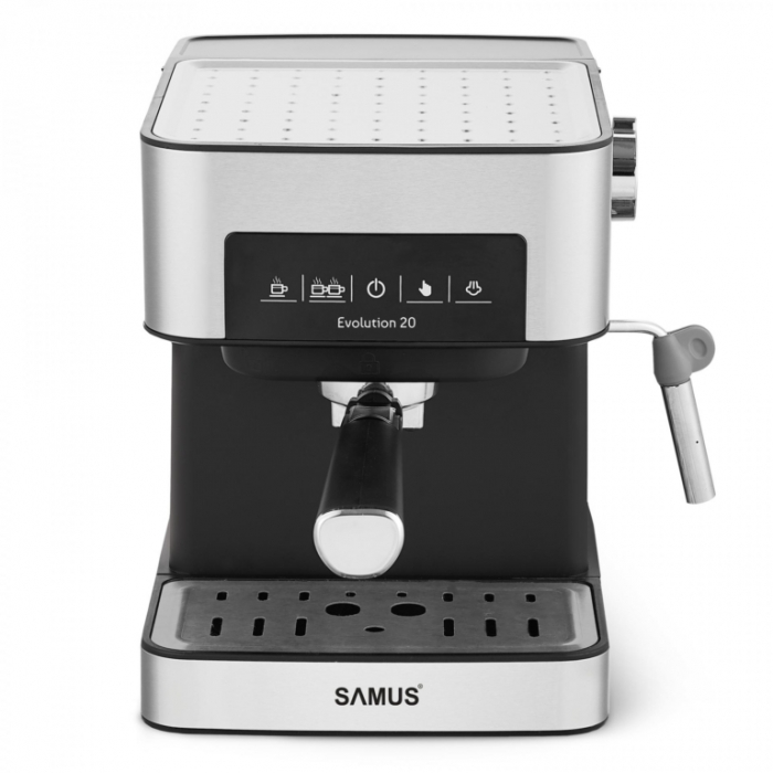 Espressor cafea Samus Evolution 20, cafea macinata, 20 bar, panou touch control, valva de siguranta eliberare presiune, indicatoare luminoase, Negru + inox [1]