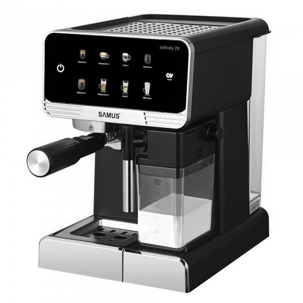 Espressor cafea Samus Infinity 20, cafea macinata, capacitate 1.8 litri, rezervor lapte 500 ml, 7 optiuni de cafea, buton curatare, Negru + inox [3]