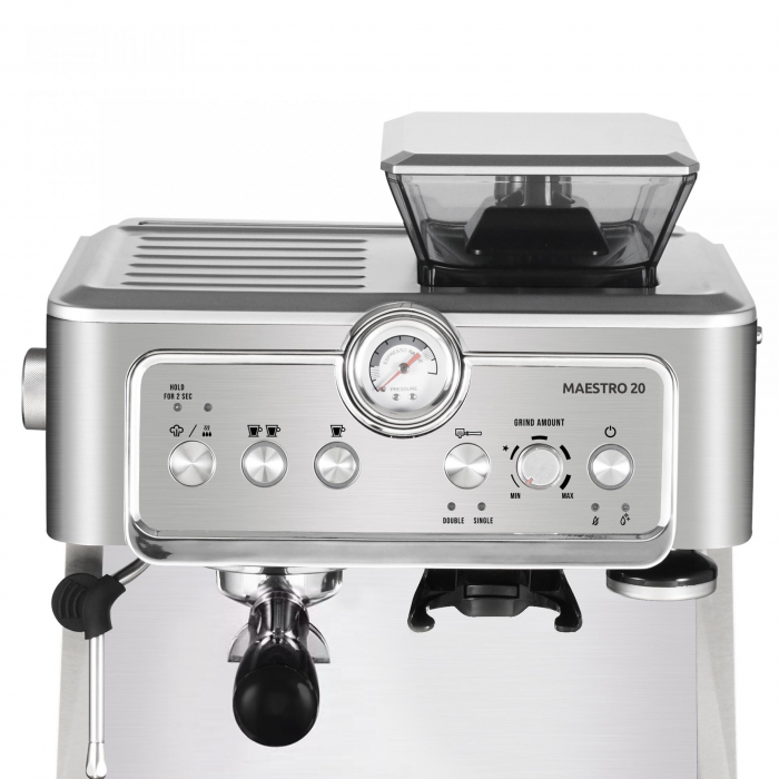 Espressor cafea Samus Maestro 20, cu rasnita incorporata, cafea macinata/ cafea boabe, 20 bar,  capacitate rasnita 200 g, filtru dublu din inox, afisaj analogic al presiunii, Inox [2]