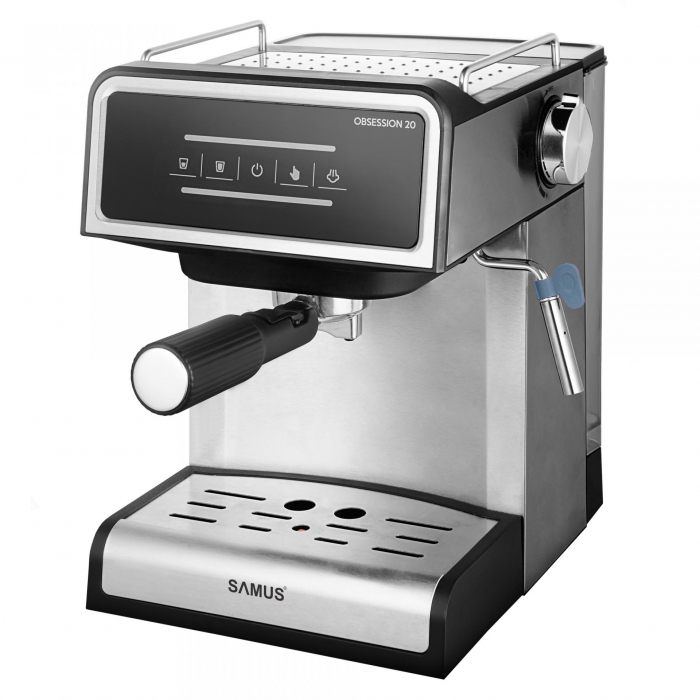 Espressor cafea Samus Obsession 20, cafea macinata, 20 bar, panou touch control, indicatoare luminoase, protectie supraincalzire, sistem cappuccino, Negru + inox [2]