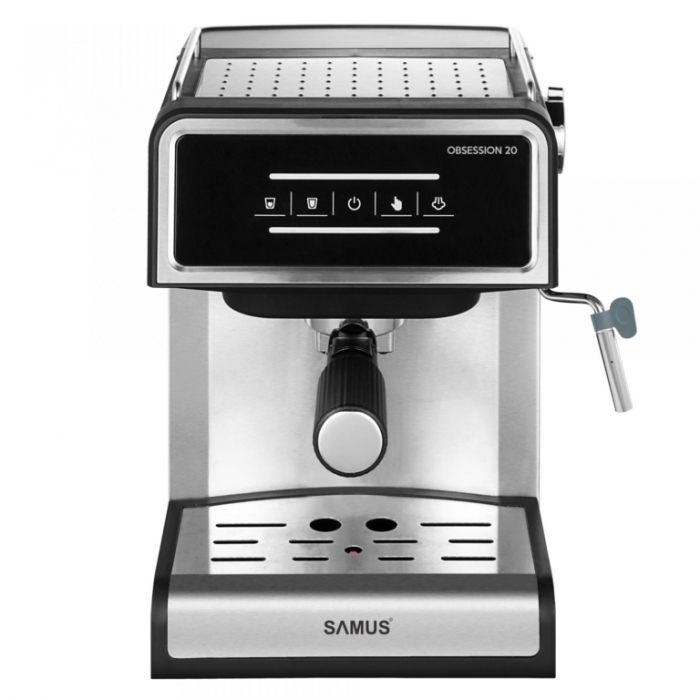 Espressor cafea Samus Obsession 20, cafea macinata, 20 bar, panou touch control, indicatoare luminoase, protectie supraincalzire, sistem cappuccino, Negru + inox [1]