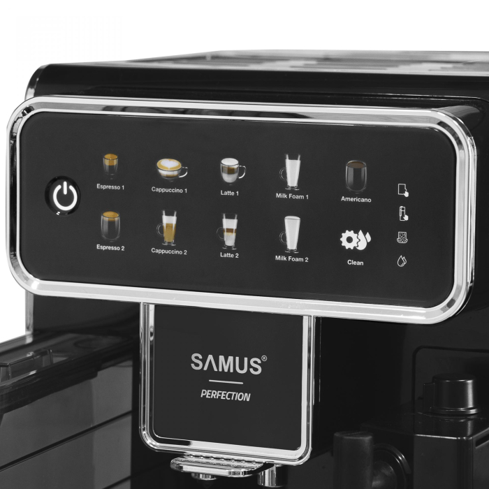 Espressor cafea Samus Perfection, automat, rasnita incorporata, cafea boabe, 15 bar, 7 bauturi automate, rezervor lapte 300 ml, 5 nivele de macinare, protectie supraincalzire, Negru [3]
