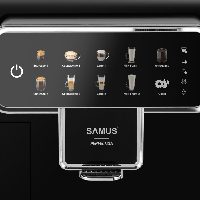 Espressor cafea Samus Perfection, automat, rasnita incorporata, cafea boabe, 15 bar, 7 bauturi automate, rezervor lapte 300 ml, 5 nivele de macinare, protectie supraincalzire, Negru [2]