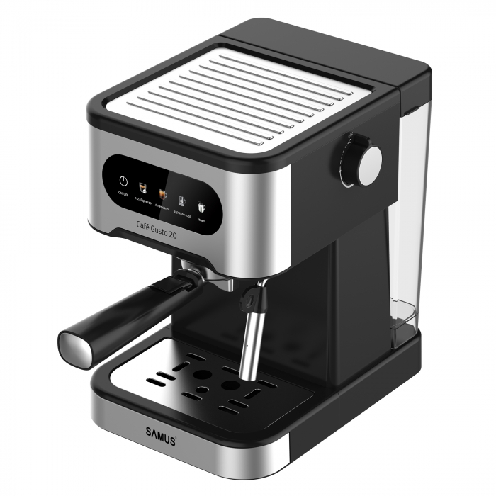 Espressor manual Samus Café Gusto 20, 20 bari, 5 băuturi presetate, rezervor 1.5 L, control tactil, 1350 W, sistem spumare cappuccino, negru-inox [3]