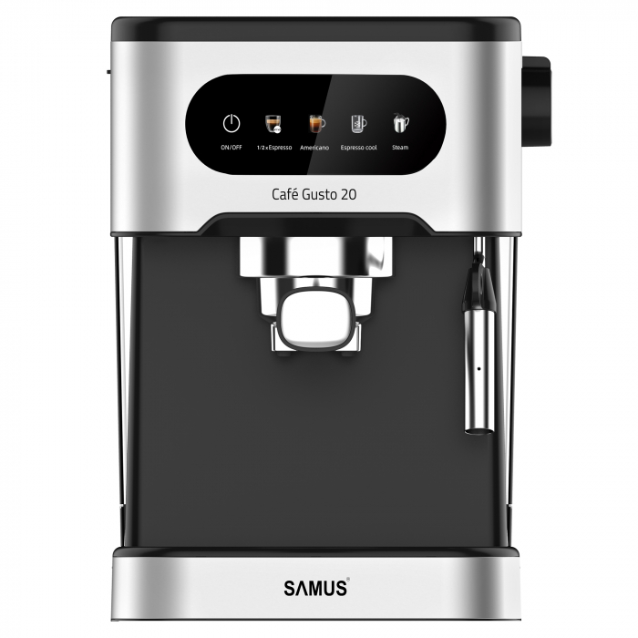 Espressor manual Samus Café Gusto 20, 20 bari, 5 băuturi presetate, rezervor 1.5 L, control tactil, 1350 W, sistem spumare cappuccino, negru-inox [4]