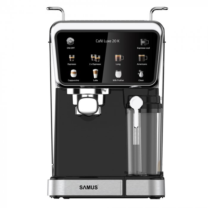 Espressor manual Samus Café Luxe 20K, 20 bar, rezervor lapte 500 ml, 8 tipuri băuturi, control tactil, 1350 W, capsule/cafea măcinată, negru-inox [3]