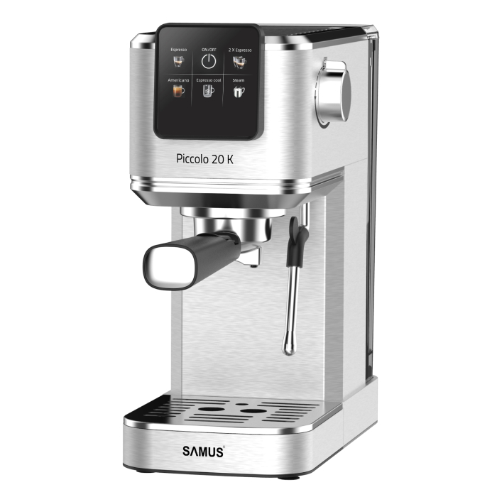 Espressor Manual Slim, 20 Bari, 1350W, Control Tactil, Cafea Măcinată & Capsule, 5 Băuturi, Rezervor 1.2L, Inox [2]