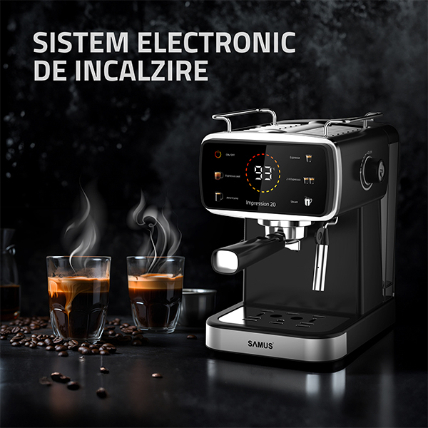 Espressor Samus Impression 20 Control Tactil Pompa 20 Bari 5 Bauturi Ecran Color 1350W Negru Inox [11]