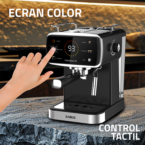 Espressor Samus Impression 20 Control Tactil Pompa 20 Bari 5 Bauturi Ecran Color 1350W Negru Inox [8]