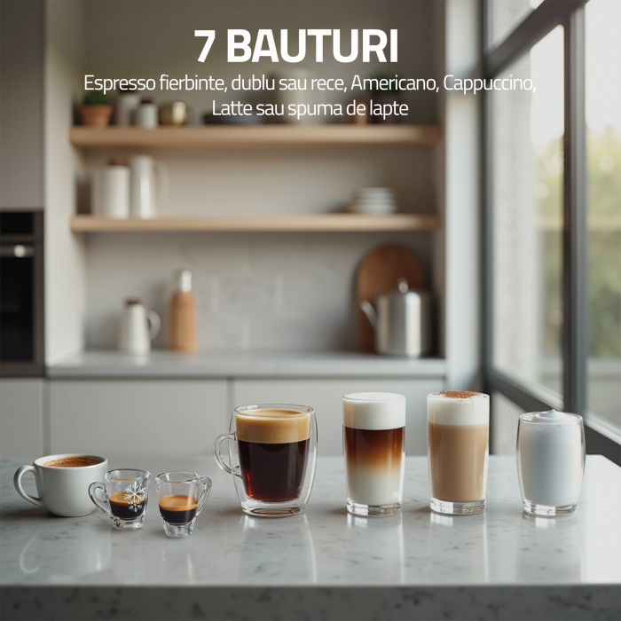 Espressor Samus Latteccino 20, 20 bar, rezervor lapte 500 ml și apă 1,5 L, control tactil, 6 tipuri băuturi (incl. cappuccino, latte), 1350 W, negru-inox [9]