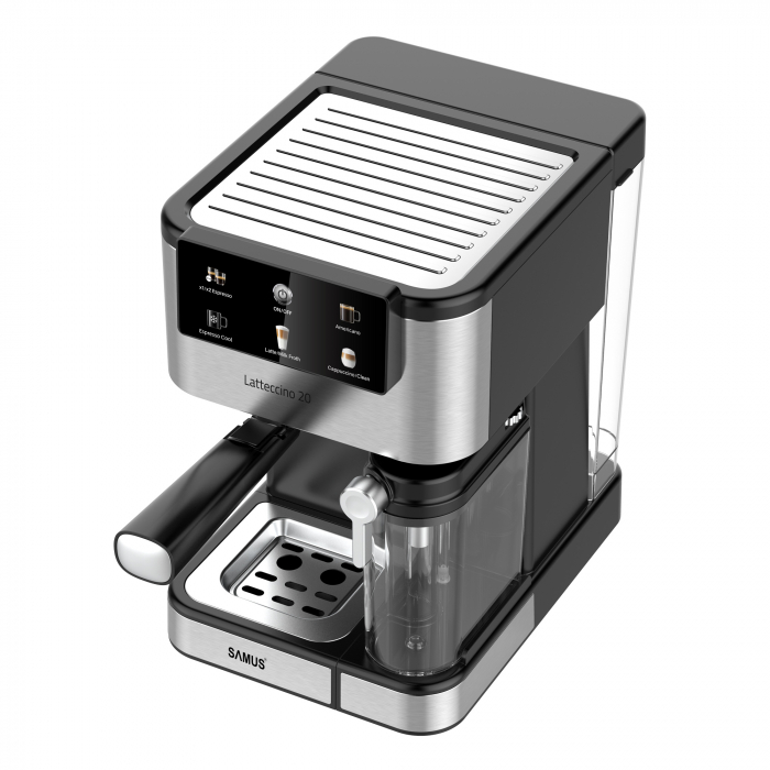 Espressor Samus Latteccino 20, 20 bar, rezervor lapte 500 ml și apă 1,5 L, control tactil, 6 tipuri băuturi (incl. cappuccino, latte), 1350 W, negru-inox [2]