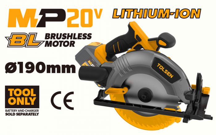 Ferastrau circular tolsen pe acumulator 20 v li-ion, 190mm, 3800 / min, industial [2]