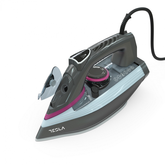 Fier de calcat Tesla IR400GP, 3100 W, talpa ceramica, rezervor 380 ml, 25g/min, Functie Anti-Calcar, Functie Anti-Picurare, cablu 1.9 m, Gri [3]