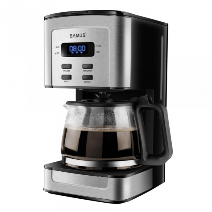 Filtru de Cafea cu Timer Samus TEMPORA – 800W, 8-10 Cești, Rezervor 1.3L, Timer Programabil, Inox, Filtru Permanent, Cana Termorezistentă [1]