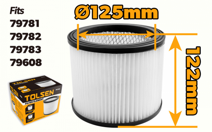 Filtru este proiectat special pentru aspiratorul 79608 TOLSEN, diametru 125mm, inaltime 122mm [2]