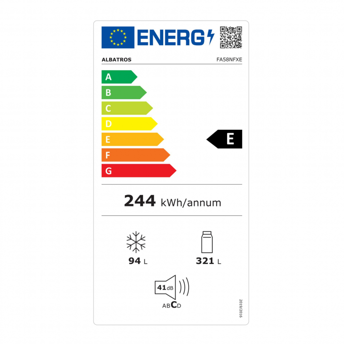 Frigider cu 2 usi Albatros FA58NFXE, 415 L, Full No Frost, Clasa energetica E, Functie Power Cool, H 178 cm, Inox/laterale argintii [4]