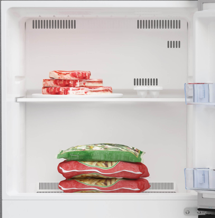 Frigider cu 2 usi Beko, No Frost, 250 L, 165 H, Clasa energetica E, Consum anual energie (kWh): 216 kWh, Metal Look [7]