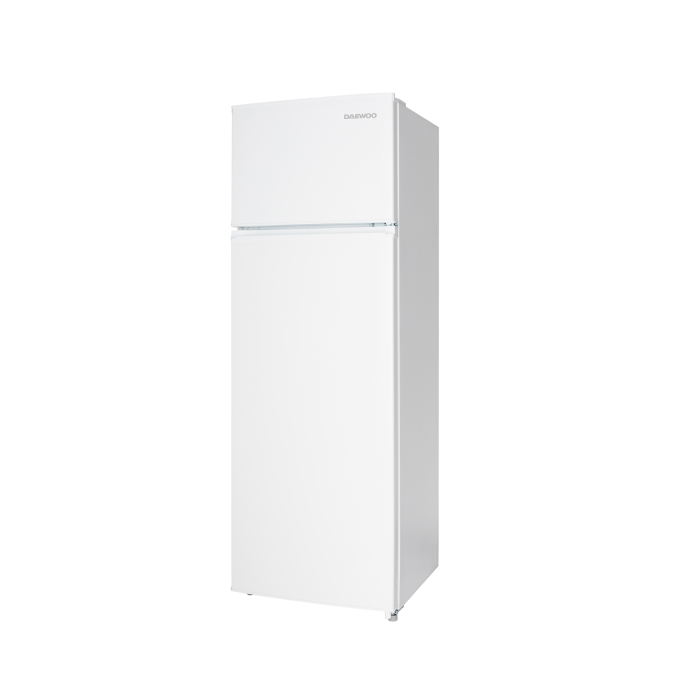 Frigider cu 2 usi Daewoo Static, congelatorul sus, volum net 235L (194l + 41l), clasa E, control mecanic, usi reversibile, raft pentru sticle, Alb [2]