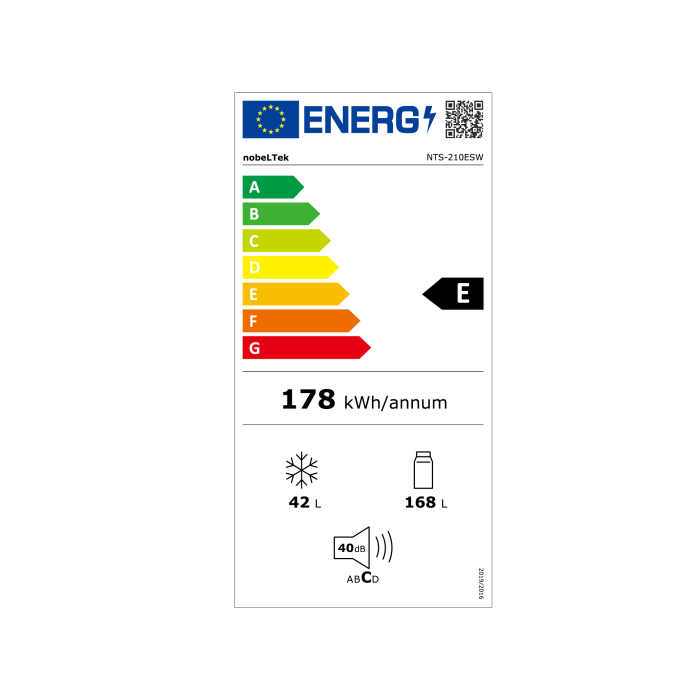 Frigider cu 2 usi Nobeltek Static, congelatorul sus, volum net 210 (168+42) litri, clasa E, Alb [5]
