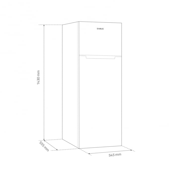 Frigider cu 2 usi Samus SW284E, 206 litri, clasa E, inaltime 143 cm, termostat reglabil, usi reversibile, lumina interioara tip LED, picioare reglabile, Alb [5]
