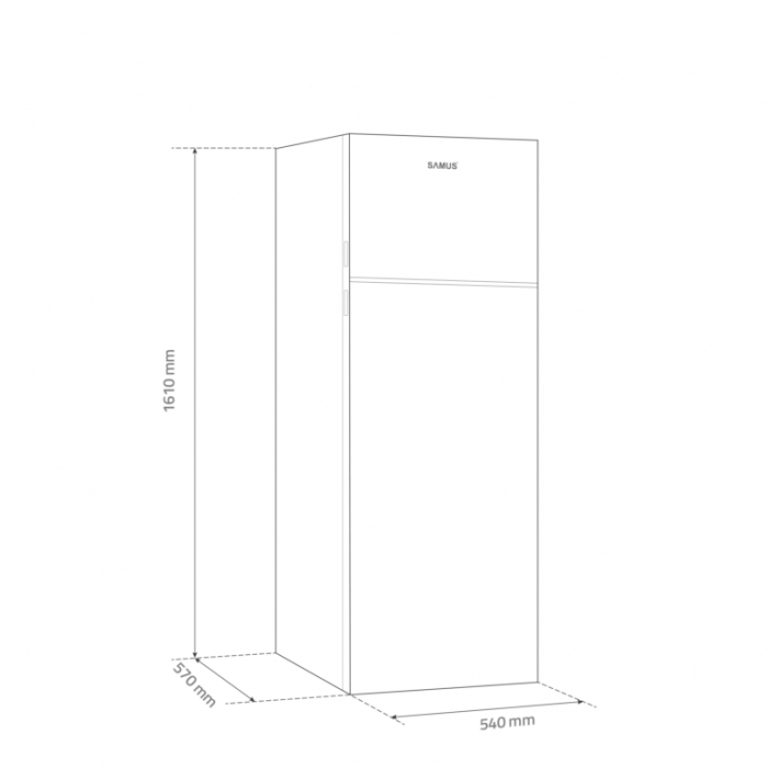 Frigider cu 2 usi Samus SW384E,  Tehnologie Less Frost, Clasa energetica E, Termostat reglabil, H 161 cm, Alb [3]